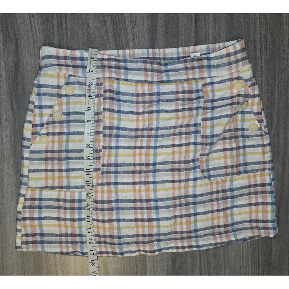 CATO Plaid Linen Blend Skort Pockets Picnic Cottagecore Feminine Preppy Sz L - Picture 8 of 9